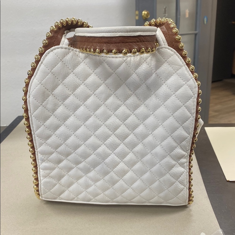 Big Buddha White Quilted Bag with Gold Accents